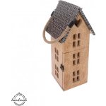 Svícen dřevo/kov MANGO domek v. 36 cm – Zboží Dáma