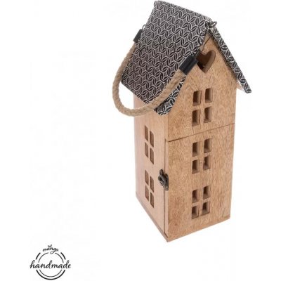 Svícen dřevo/kov MANGO domek v. 36 cm – Zboží Dáma