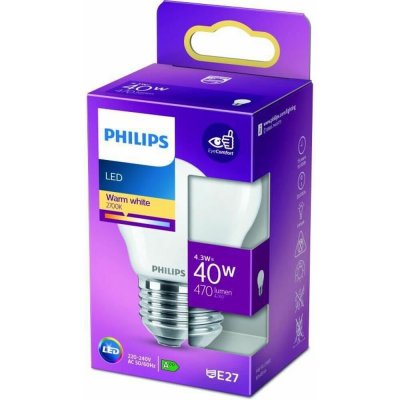 Philips 8718699763473 LED žárovka 1x4,3W E27 470lm 2700K teplá bílá, matná bílá, EyeComfort