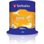 Verbatim DVD-R 4,7GB 16x, Advanced AZO, cakebox, 100ks (43549) – Zboží Živě
