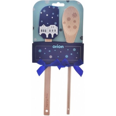 Orion domácí potřeby Dárková stěrka s vařečkou DOMKY modrá