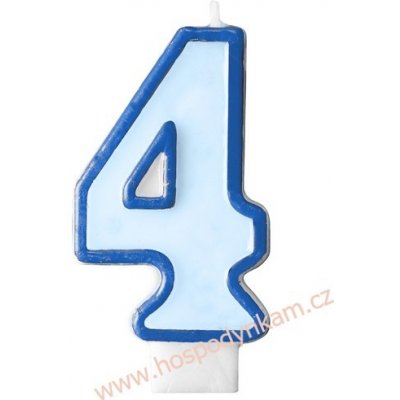 PartyDeco Narozeninová svíčka s číslem 4 modrá – Zboží Mobilmania