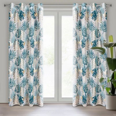 EUROFIRANY ZÁVĚS NA KROUŽCÍCH KERI 140X250 CM LISTY – Hledejceny.cz