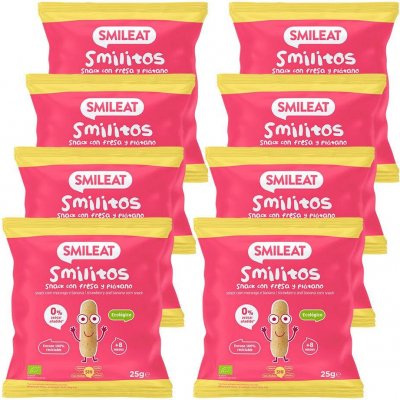 SMILEAT BIO kukuřičné křupky banán a jahoda 25 g – Sleviste.cz