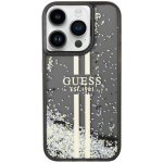 Guess Liquid Glitter Gold Stripe iPhone 15 Pro - šedé