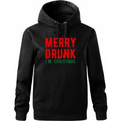 Merry Drunk I'm Christmas Oversized mikina dámská Moon kratší + širší Černá