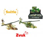 Vrtulník vojenský kov/plast 20cm zvuk světlo na baterie na zpětné natažení – Hledejceny.cz