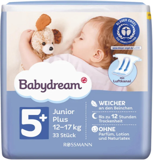 BABYDREAM Junior Plus 5+ 12-17 kg 33 ks