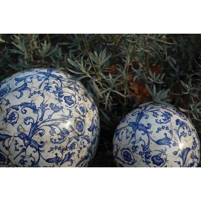 Koule pr.12 cm, modrobílá keramika AGED CERAMIC|Esschert Design – Hledejceny.cz