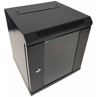NetRack Nástěnná racková skříň 10 , 6U, 300 mm, Netrack S-Line, černá, skleněné dveře – Hledejceny.cz