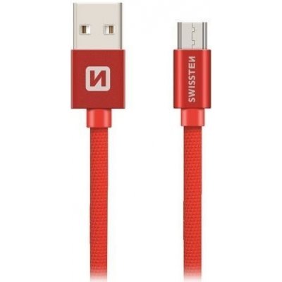 Swissten 71527301 USB 2.0, zástrčka A - zástrčka micro B, opletený, 3m, červený – Hledejceny.cz