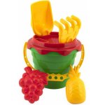 Teddies Sada na písek plast kbelík se sítkem 15x13cm, lopatka, hrabičky, 2 bábovky 4 barvy v síťce – Zbozi.Blesk.cz