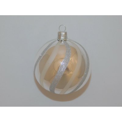 ORNEX Vánoční ozdoba skleněná koule stříbrná proužky pr. 8 cm – Hledejceny.cz