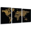 Obraz Impresi Obraz Mapa světa černo zlatá - 150 x 70 cm (3 dílný)