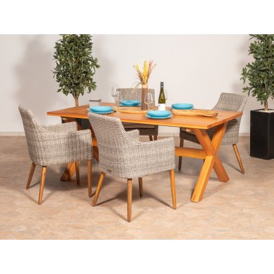 Velt Faro ratanová stolní sestava šedá 1+4 – Sleviste.cz