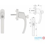 Hoppe Uzamykatelná okenní klika Blaugelb Barva: Bílá - RAL 9016, Délka čtyřhranu: 37 mm – Zboží Mobilmania