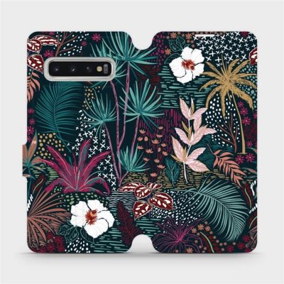 Pouzdro Mobiwear Flip Samsung Galaxy S10 - VP13S Temná flóra