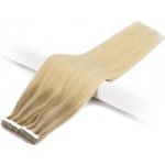 Vlasové PU pásky tape in na prodlužování vlasů 40cm ombré balayage 18/60/60 nejsvětlejší hnědá / platina – Zboží Dáma