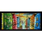 Obraz s hodinami 1D panorama - 120 x 50 cm - Original art oil and palette knife on canvas Originální umělecký olej a paletový nůž na plátně – Hledejceny.cz