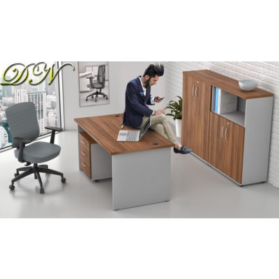 NABYTEK-DESIGNOVY.CZ - ZE 1.6 19 Sestava kancelářského nábytku Komfort 1.6 ořech/šedá – Zboží Dáma