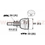 homokinetický kloub u kola průměr 53 mm, 36 vnějších drážek, 30 vnitřních drážek, vnější průměr 81 mm (ŠKODA, VW) – Hledejceny.cz
