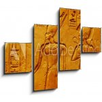 Obraz 4D čtyřdílný - 120 x 90 cm - Ancient Egypt hieroglyphics with pharaoh and ankh Starověké egyptské hieroglyfy s faraonem a ankh – Zboží Mobilmania