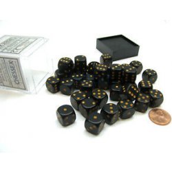 Chessex Sada 36 kostek D6 12 mm petrolejová/zlatá