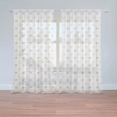 Závěsy Malované srdce na bílé: 2 ks - 140x250 cm - Sablio – Hledejceny.cz