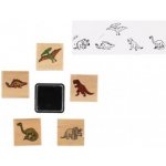 Teddies Razítka dřevěná 5 1 s poduškou dinosauři 3x3cm na kartě – Zboží Dáma