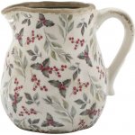 Béžový baňatý keramický džbán s cesmínou Holly - 13*16*15,5 cm - Chic Antique – Hledejceny.cz