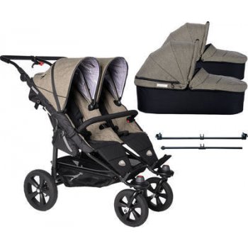 TFK Twin Trail set + korby Twin Carrycot Premium Line 2017 Mud T-TWT-Prem-430