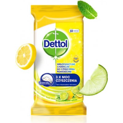 Dettol Limette & Minze antibakteriální ubrousky na povrchy 80 ks