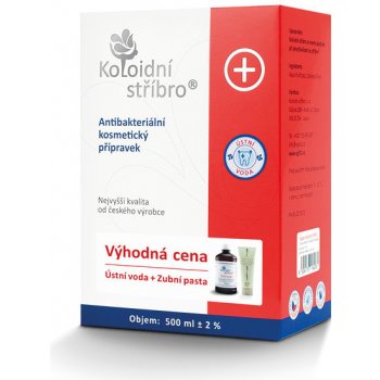 Koloidní stříbro s.r.o. ústní voda plastové lahve 500 ml + zubní pasta 100 g dárková sada