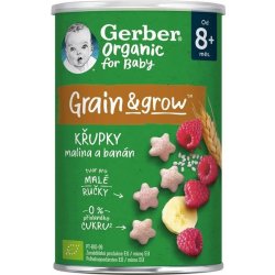 GERBER Organic křupky s malinami a banánem 35 g