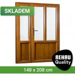 SKLADOVÁ-OKNA REHAU Smartline+ Bílá dovnitř / Zlatý dub ven pravé 148 x 208 cm – Hledejceny.cz