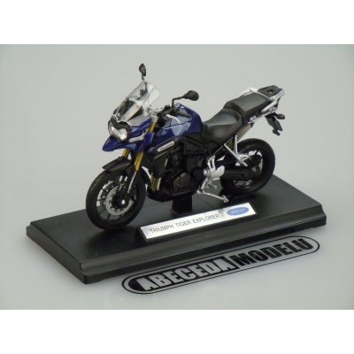 Welly Triumph Tiger Explorer modrá 1:18 – Zboží Mobilmania