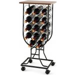 Costway Stojan na víno pro 14 lahví, odnímatelná kolečka, hnědo-černý JV10767DK – Sleviste.cz