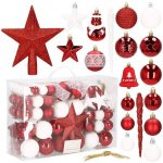 SPRINGOS Maxi 105 dílná sada vánočních ozdob červeno-bílá – Zbozi.Blesk.cz