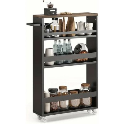 Servírovací stolek kolečka MDF černá/hnědá NoBi RUMBAS – Zboží Dáma