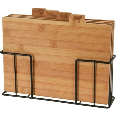 Excellent Houseware Prkénko na krájení se stojanem Types, bambus, sada 4 ks, 28x20 cm – Sleviste.cz