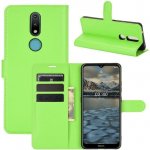 Litchi PU kožené peněženkové na mobil Nokia 2.4 - zelené – Zboží Mobilmania