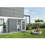 Biohort Zahradní skříň na nářadí 230 plechová 227 x 83 x 182,5 cm stříbrná metalická 34080 – Zboží Mobilmania