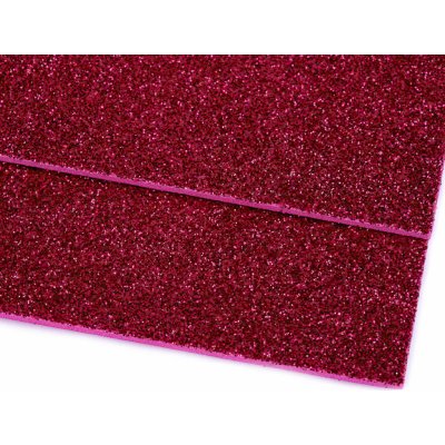 Pěnová guma Moosgummi 20x30cm, 750861 jednobarevná 13 pink růžová, tloušťka 1,9mm, s glitry