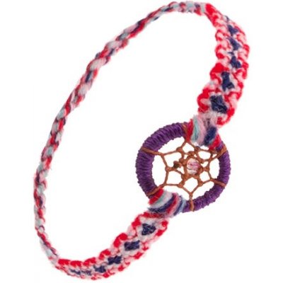 Šperky eshop barevný na ruku z měkké vlny kroužek pavučinka s korálkem styl lapač snů SP51.06
