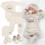 Baby Nellys Soupravička do porodnice 5D Made with love béžová cappuccino – Zboží Dáma