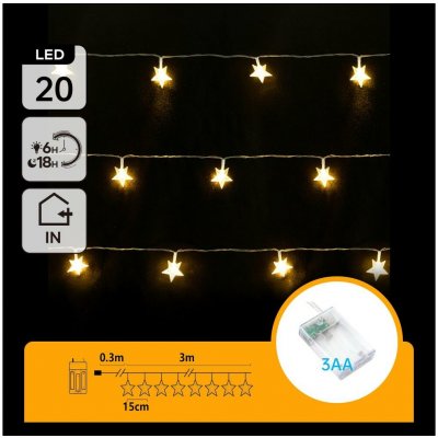 Aigostar B.V. Aigostar LED Vánoční řetěz 20xLED 3xAA 3,3m hvězdy AI1280 – Hledejceny.cz