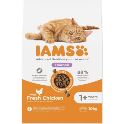 Iams Cat Adult Hairball Chicken 10 kg – Zboží Mobilmania