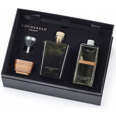 Locherber Milano Dárková sada GIFT BOX 500 ml HABANA TOBACCO: aroma difuzér 500 ml, náplň 500 ml, tyčinky, trychtýřek a víčko z ořechového dřeva – Hledejceny.cz