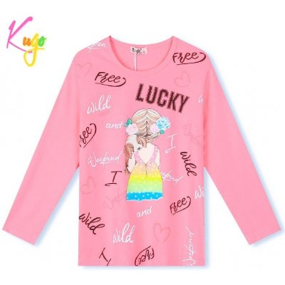 Kugo dívčí tričko dl.r. KC9995, světle růžové – Zboží Mobilmania