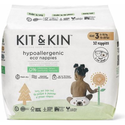 Kit & Kin Eko Naturally Dry Nappies 3 32 ks